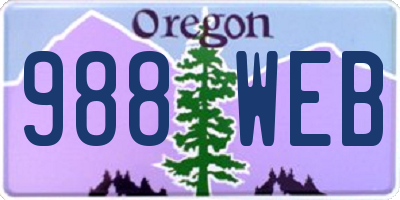 OR license plate 988WEB