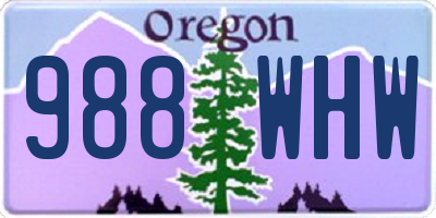 OR license plate 988WHW