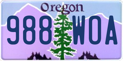 OR license plate 988WOA