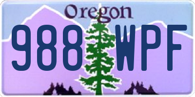 OR license plate 988WPF