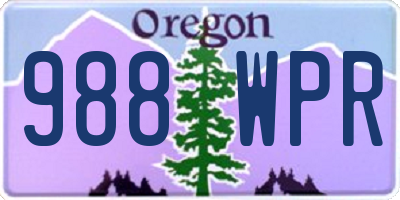 OR license plate 988WPR