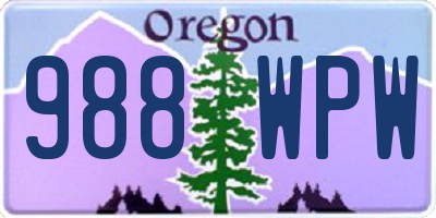 OR license plate 988WPW