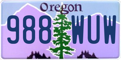 OR license plate 988WUW