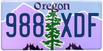 OR license plate 988XDF