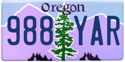 OR license plate 988YAR