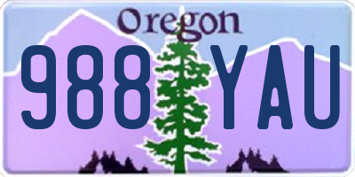 OR license plate 988YAU