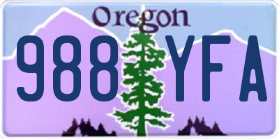 OR license plate 988YFA