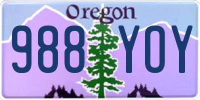 OR license plate 988YOY