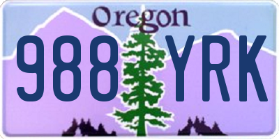 OR license plate 988YRK