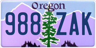 OR license plate 988ZAK