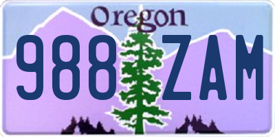 OR license plate 988ZAM