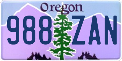 OR license plate 988ZAN