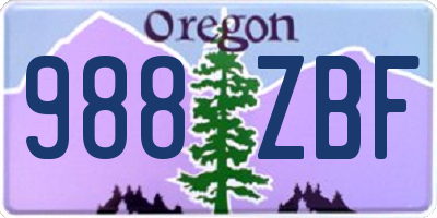 OR license plate 988ZBF