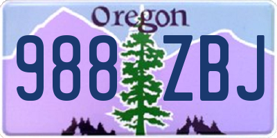 OR license plate 988ZBJ