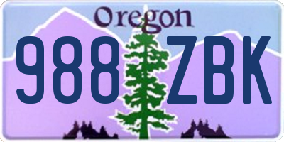 OR license plate 988ZBK