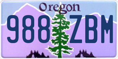 OR license plate 988ZBM