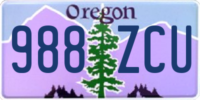 OR license plate 988ZCU