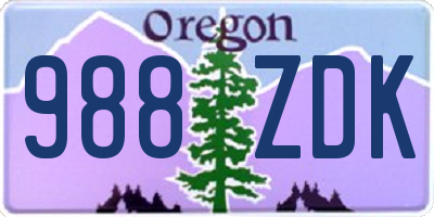 OR license plate 988ZDK