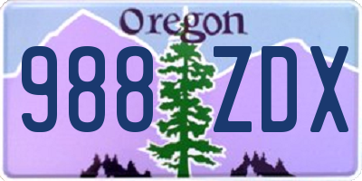 OR license plate 988ZDX
