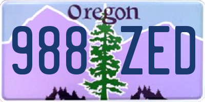 OR license plate 988ZED