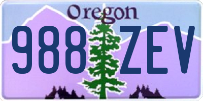 OR license plate 988ZEV