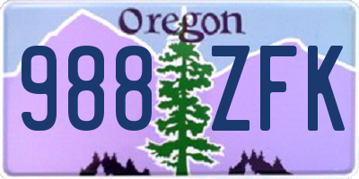 OR license plate 988ZFK