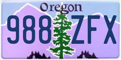 OR license plate 988ZFX