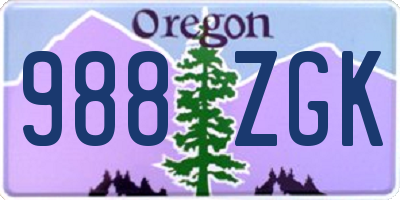 OR license plate 988ZGK