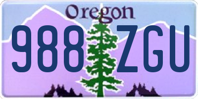 OR license plate 988ZGU