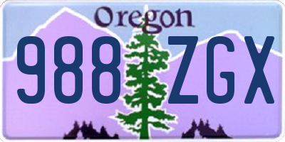 OR license plate 988ZGX