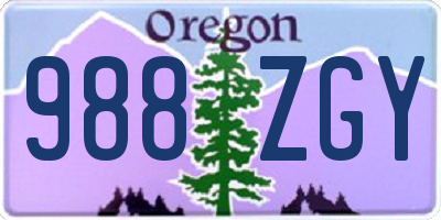 OR license plate 988ZGY