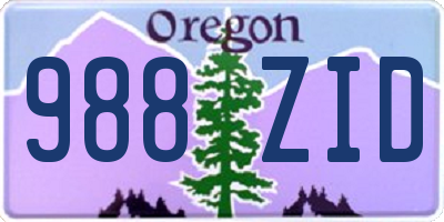OR license plate 988ZID