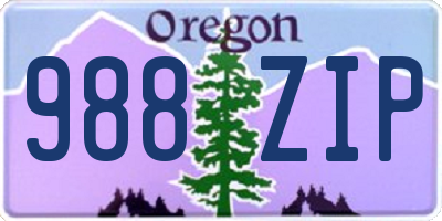 OR license plate 988ZIP