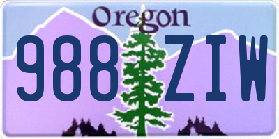 OR license plate 988ZIW