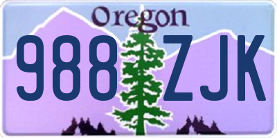 OR license plate 988ZJK