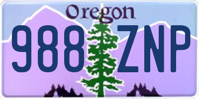OR license plate 988ZNP