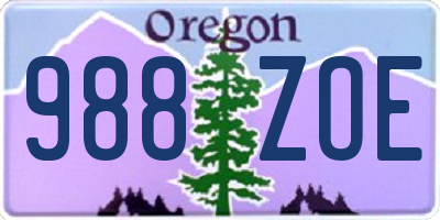 OR license plate 988ZOE