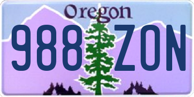 OR license plate 988ZON