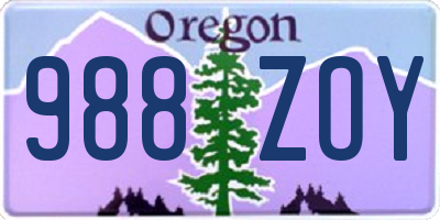 OR license plate 988ZOY