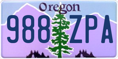 OR license plate 988ZPA