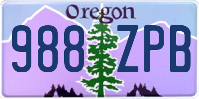 OR license plate 988ZPB