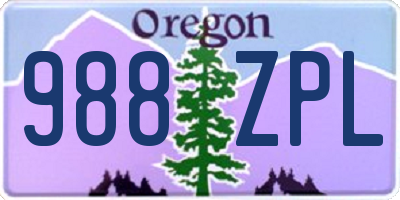 OR license plate 988ZPL