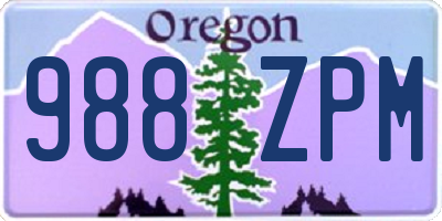 OR license plate 988ZPM