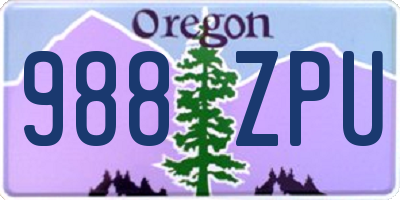 OR license plate 988ZPU