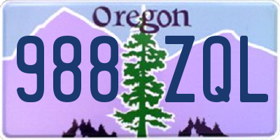 OR license plate 988ZQL