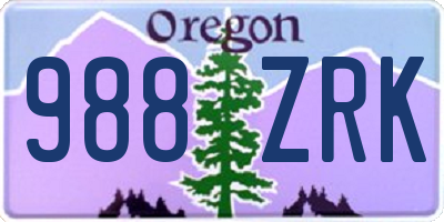 OR license plate 988ZRK