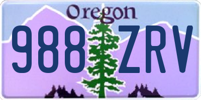 OR license plate 988ZRV