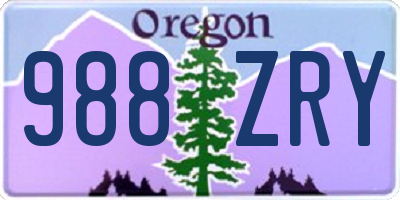 OR license plate 988ZRY