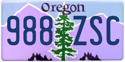 OR license plate 988ZSC