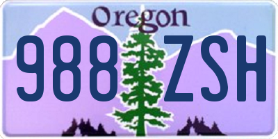 OR license plate 988ZSH